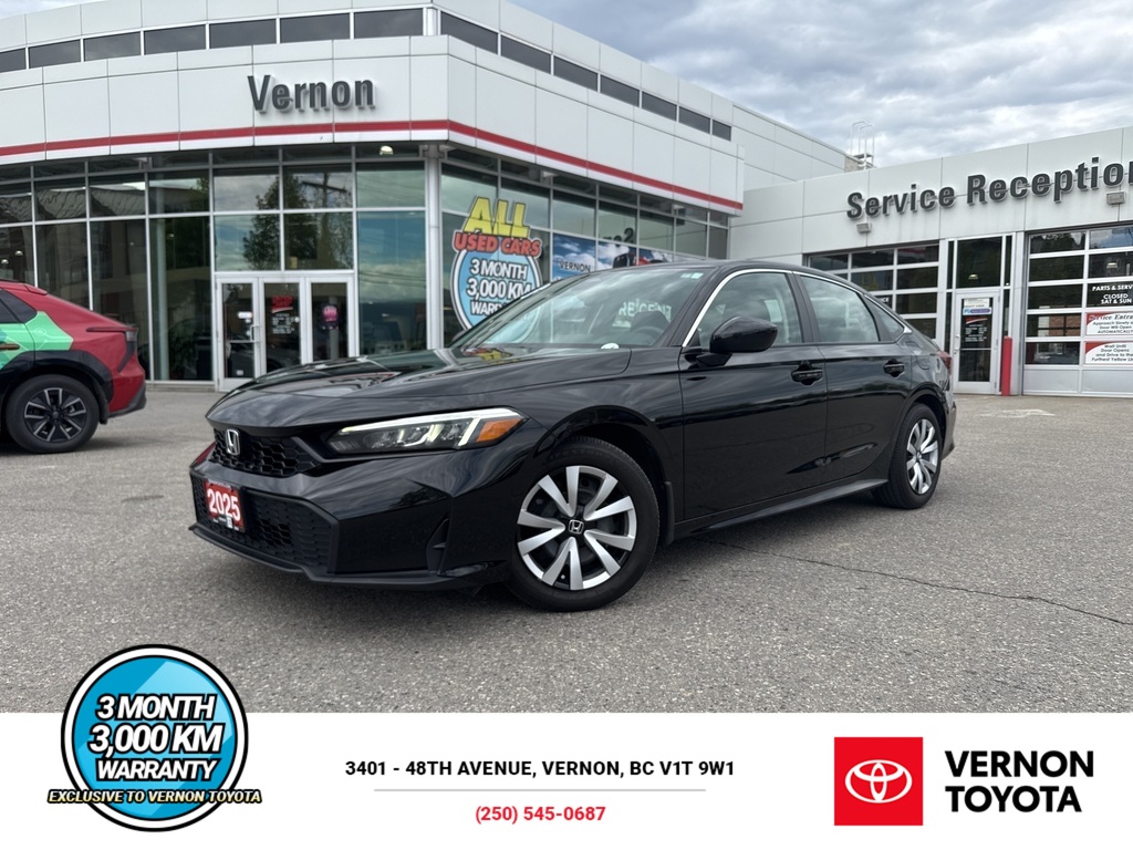 Black 2025 Honda Civic LX FWD Sedan Front-Wheel Drive Automatic