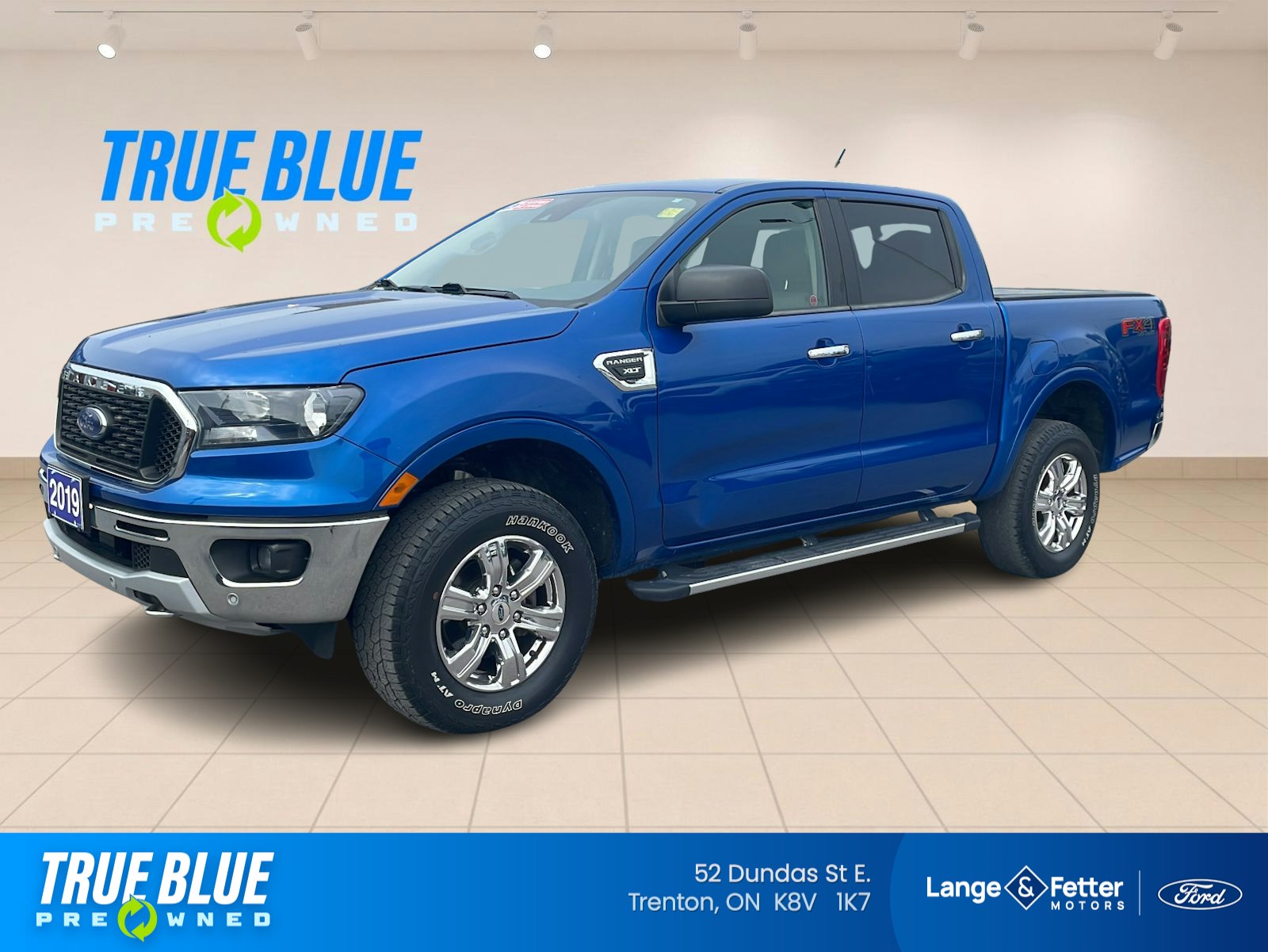 Blue 2019 Ford Ranger Pickup Truck Four-Wheel Drive Automatic