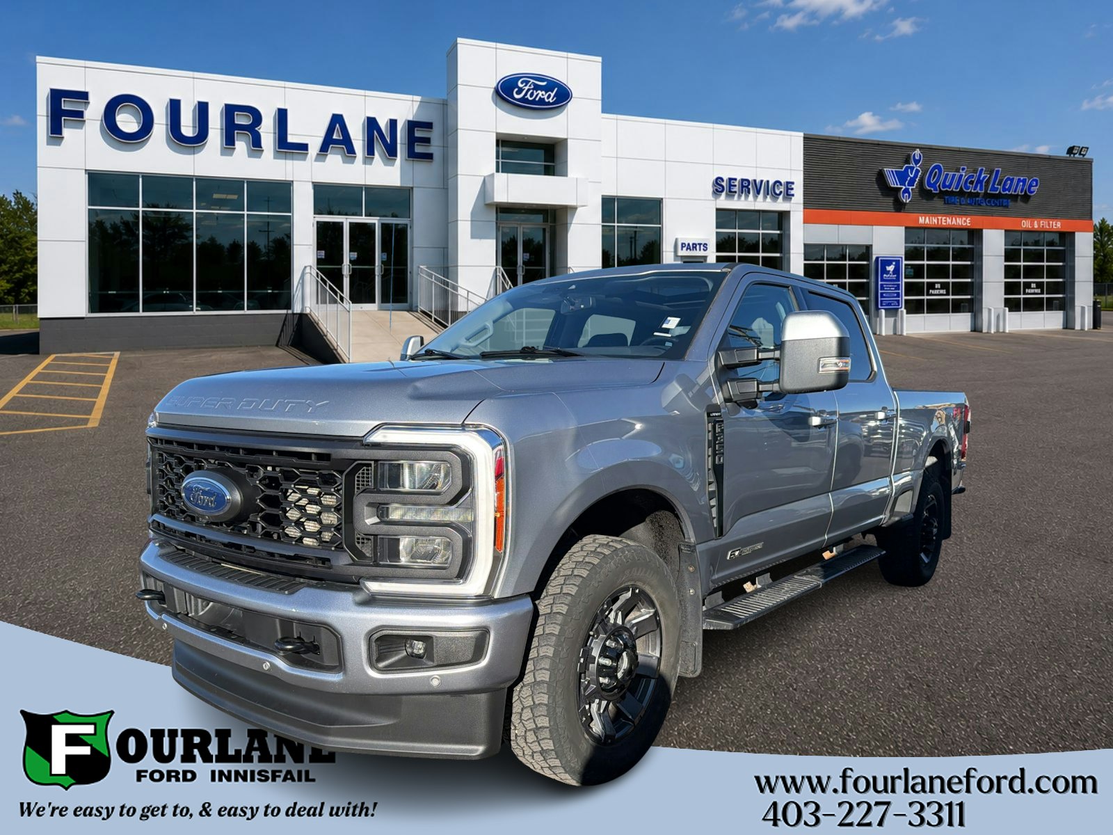 Iconic Silver 2023 Ford F-350 Super Duty Pickup Truck Four-Wheel Drive Automatic