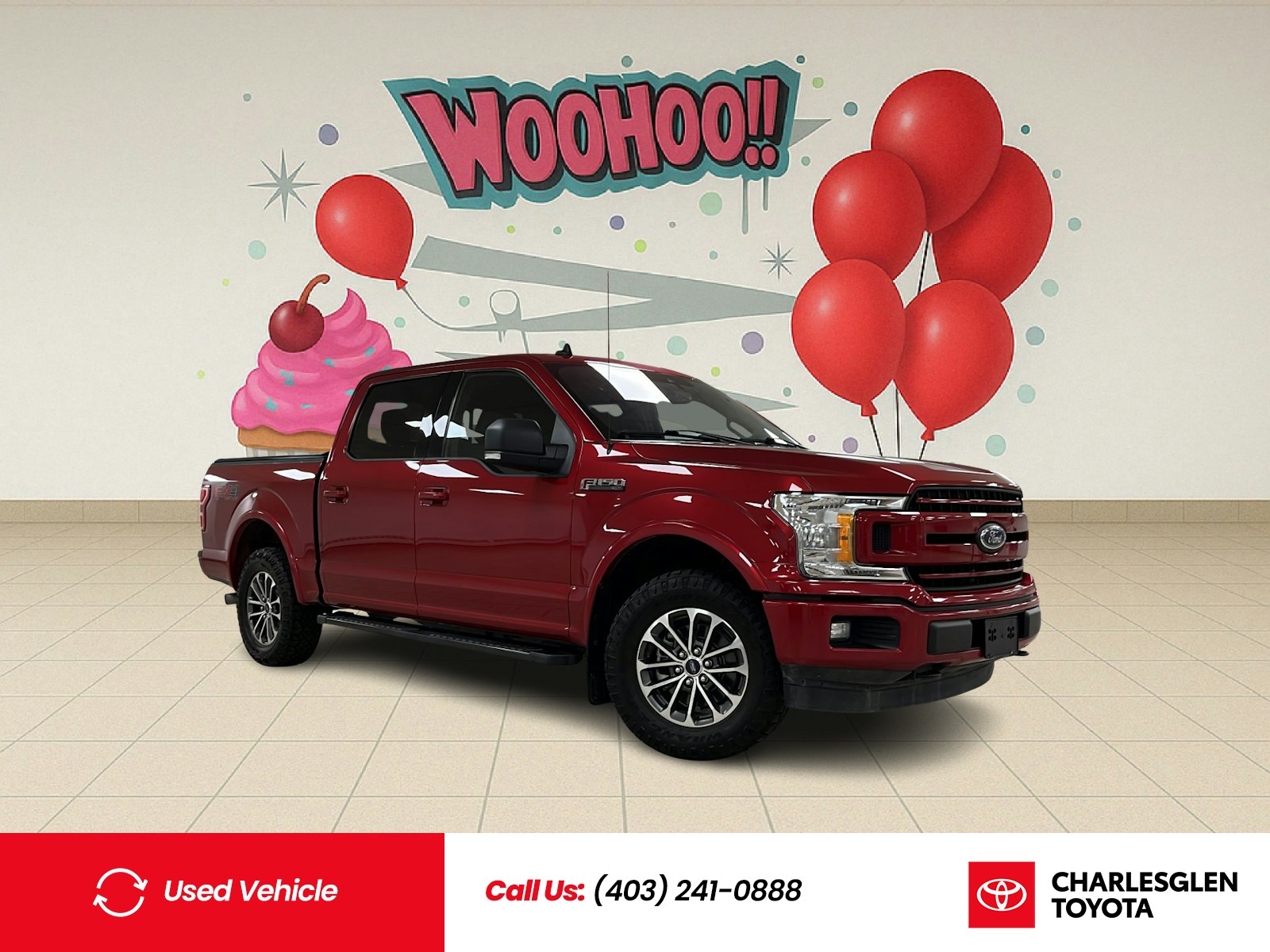 Red 2020 Ford F-150 Pickup Truck Four-Wheel Drive Automatic